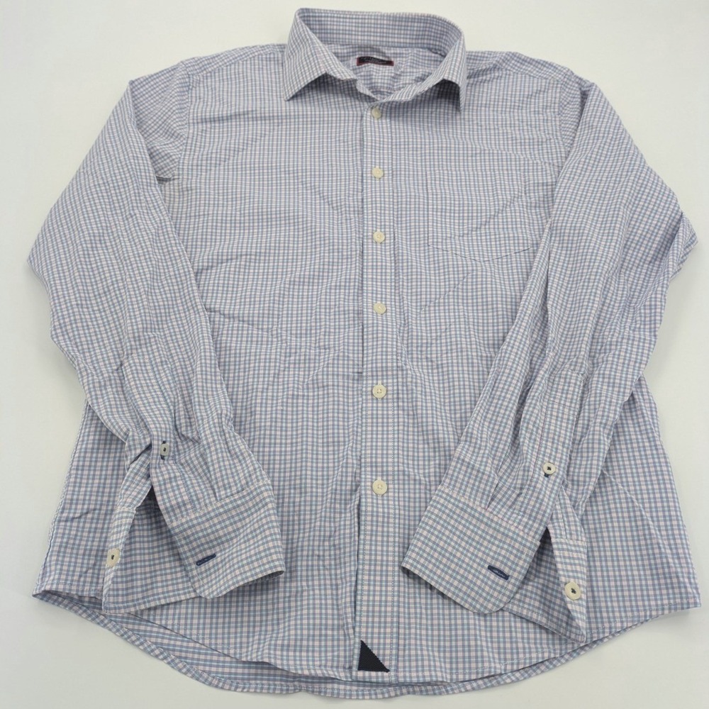 UNTUCKit Shirt‎ Mens M Blue Pink Plaid Dalton Performance Slim Fit Button Up